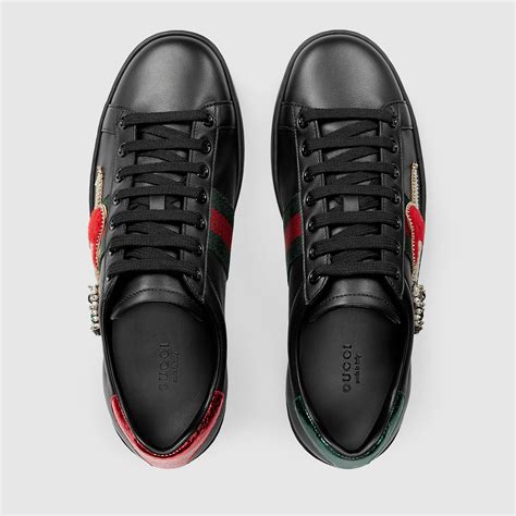 gucci ace leather embroidered sneaker|Meer.